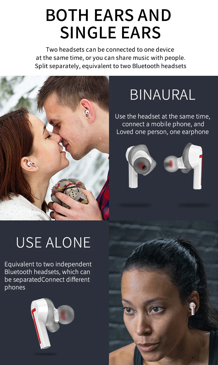 Bluetooth 5.0 Earphones TWS Wireless Headphones Blutooth 3D Stereo Earphones In-Ear Sports Earbuds Headset For All Smart Phone