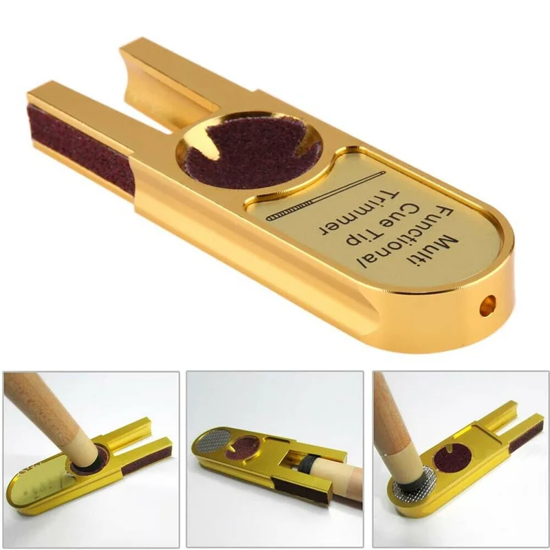 Multifunctional Gold U-shaped Grinding Billiards Cue Tip Scuffer Trimmer
