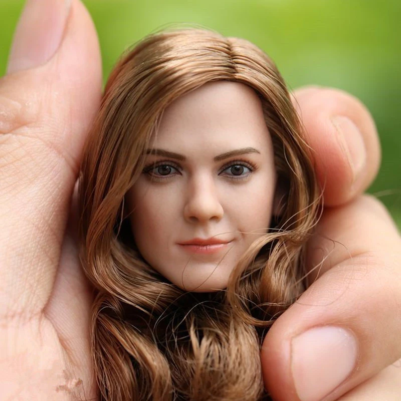 Details about   1/6th Emma Watson Long Curls Hair Head Carved Female Head Model Figure 