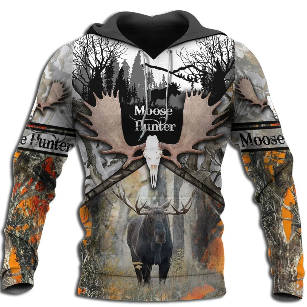 

Liumaohua Moose Hunting Camo 3D Print Men Hoodies/sweatshirt Harajuku Fashion Hooded Long Sleeve Pullovers Unisex tops