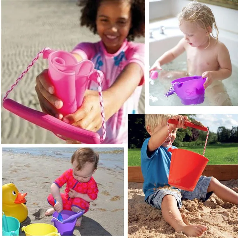 Пляжный набор игрушек для детей, силиконовая складная ручная Бочкообразная игрушка, новая детская душевая игрушка, игрушка для ванны