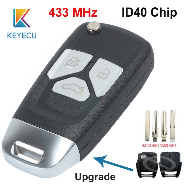 KEYECU Обновлен дистанционного брелока 3 кнопки 433 МГц ID40 чип для Chevrolet Agile Монтана Бразилия 2009 2010 2011