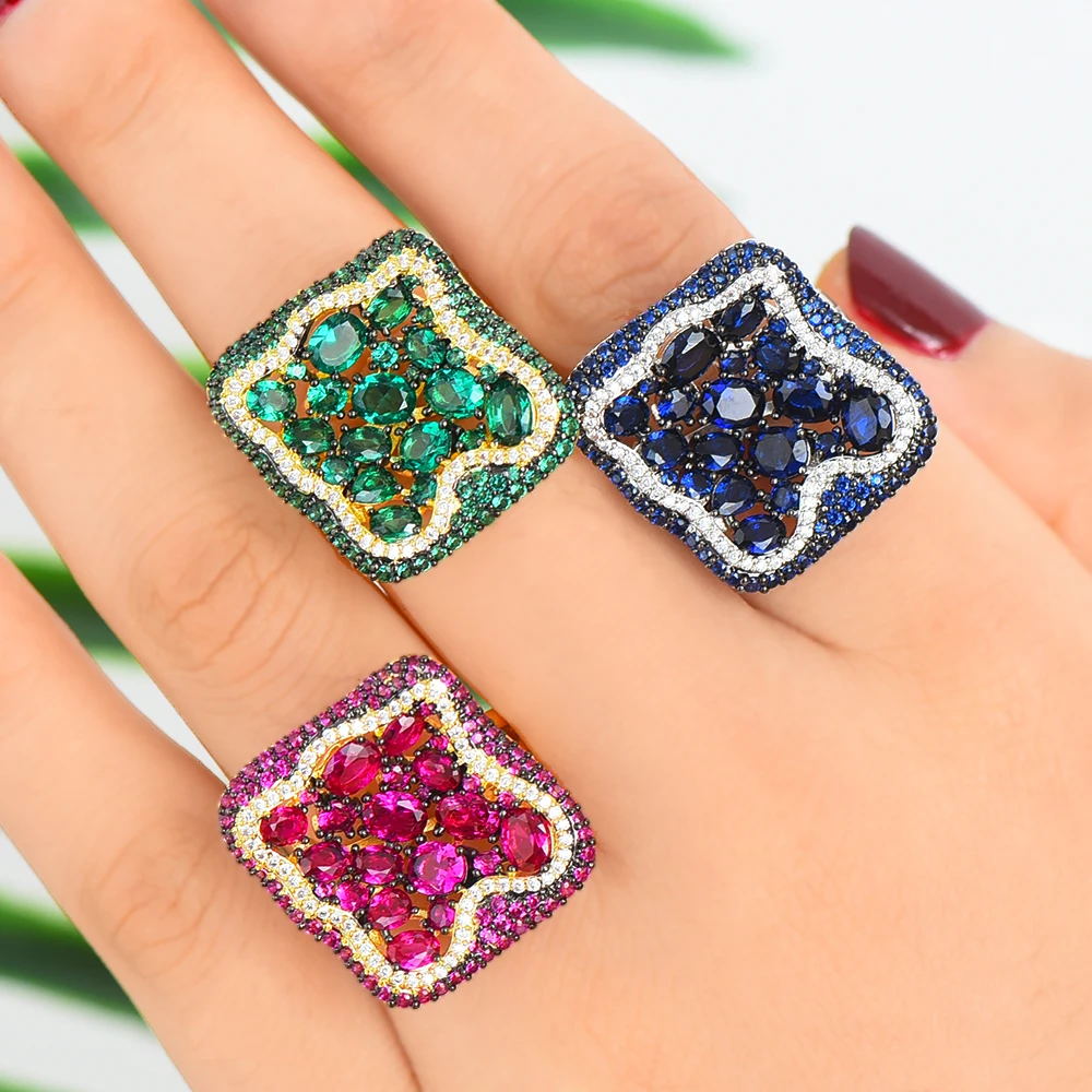 

GODKI Jimbora Gorgeous Luxury Square Rings Shiny Cubic Zircon Crystal CZ Party Finger Rings For Women Wedding DUBAI Bridal Ring