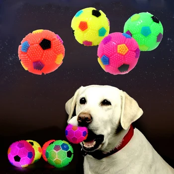 

Flashing Ball Dog Interactive Toy Puppy Chew Squeak Balls Pet Sounding Luminous Toys Ball Bouncing Football Pets Training Toy