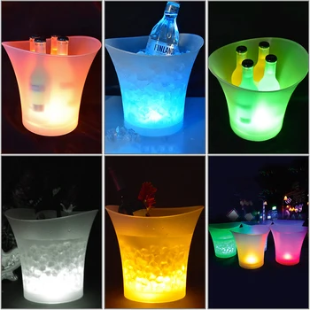 

5L RGB LED Transparent Ice Bucket Nightclubs LED 6 Color Bars Wine Champagne Cocktail Barrel Wine Cooler Beer Chiller Ice Bucket