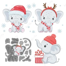 New Metal Cutting Dies Cute Baby Elephant Stencil for Making Scrapbook Album Birthday Cards Embossing Cut Die Christmas Cards