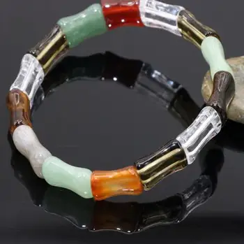 

bracelet coloré en cristal de cornaline tourmaline élastique! bijoux de collocation d'élément ulti multi forme en option
