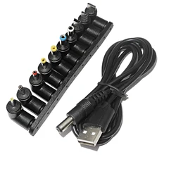 Universal 5V DC Power Cable USB to DC 5.5x2.1mm Plug Charging Cord Adapter with 10 Connectors for Router TV BOX