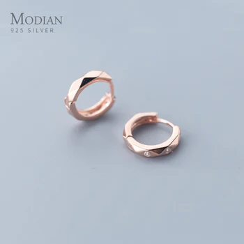 

Modian Silver 925 Jewelry Minimalism Clear CZ Hoop Earrings for Women Sterling Silver 925 Anti-allergy Fine Jewelry Gifts