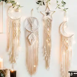 Boho Moon Macrame Wall Hanging - Dream Catcher & Nursery Decor (Macrame 4 PACK)