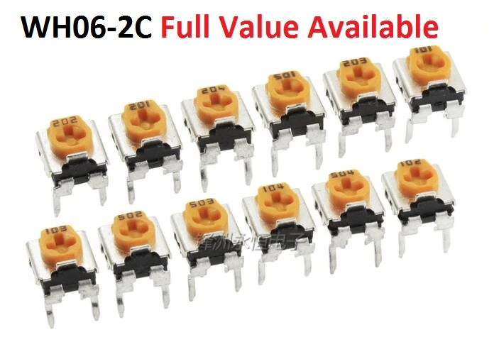 20pc 10k Wh06 2c 101 103 201 501 102 202 502 203 503 104 204 504 105 Variable Resistor 2 5 50 K 200r M Adjustable Potentiometer Resistors Aliexpress