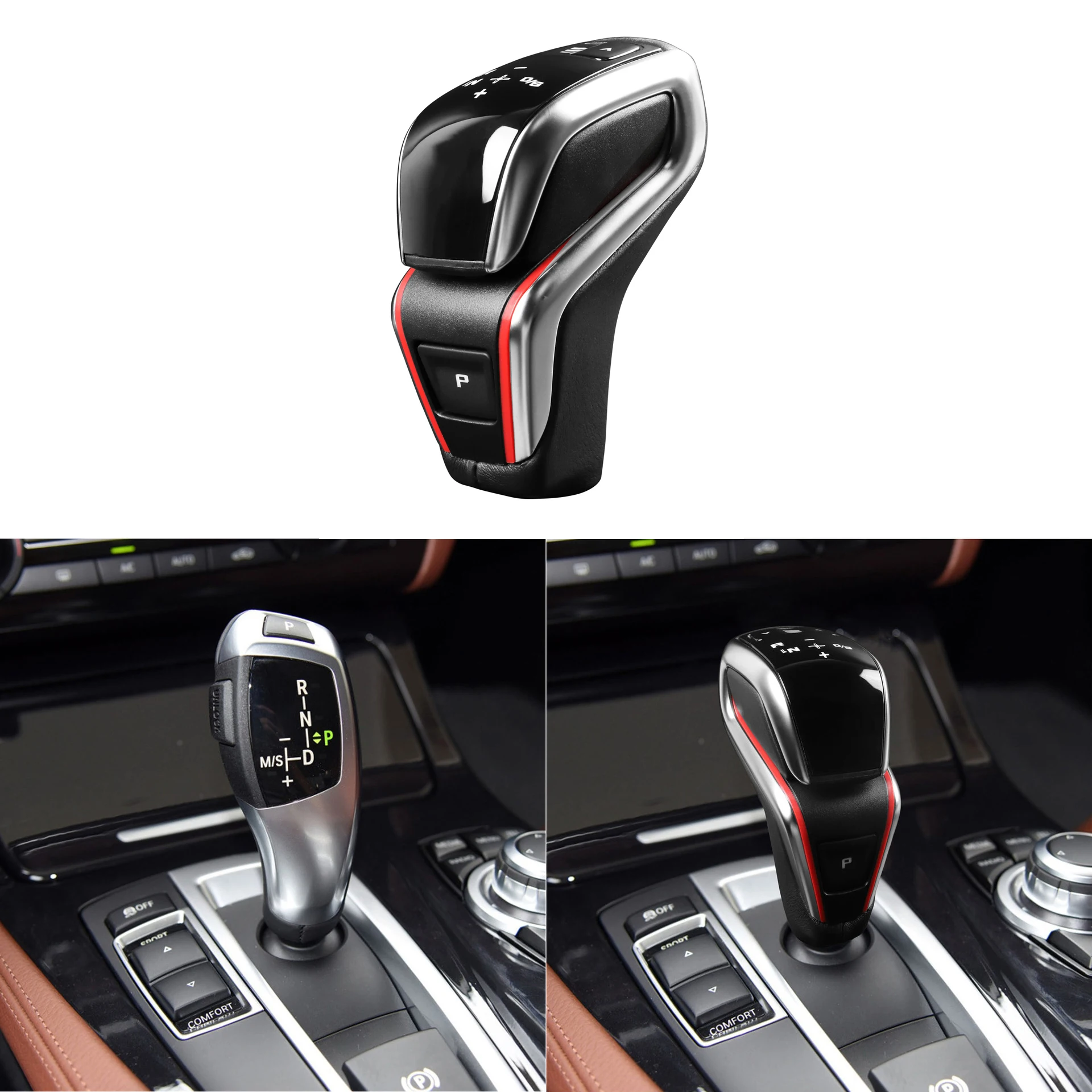 LHDRHDCarbonFiberCarGearShiftShifterKnobLeverForBMWMSport