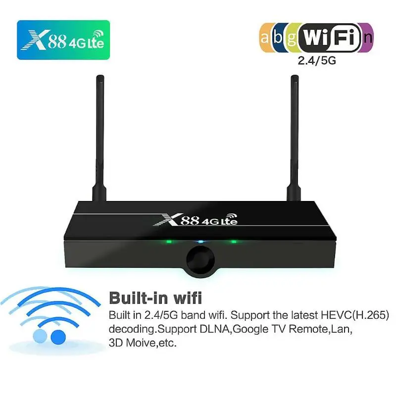 

X88 4G Lte Smart TV Box Free Internet Search Multiple Games 2G RAM 16G ROM Dual-band WiFi Set Top Box with SIM Card