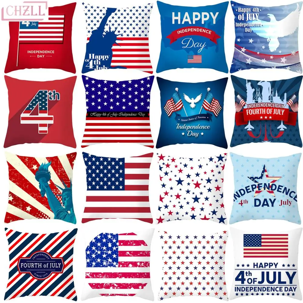 

CHZLL American Flag Decorative Covers Vintage Retro Pillow Case Cover Party Decor for Home Festival Party Supplies Event Party