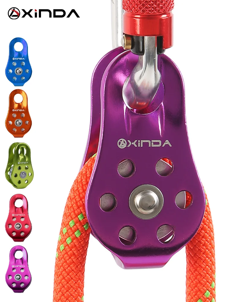 

XINDA Rock Climbing Pulley Fixed Sideplate Single Sheave Pulley Outdoor Survival Tool High Altitud Traverse Hauling Gear
