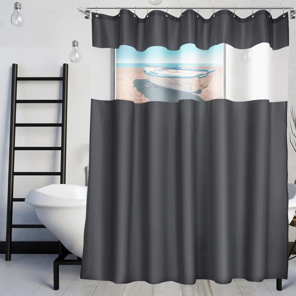 Vcvcoo Waterproof Black Shower Curtain With Let Light White Mesh Vcvcoo Waterproof Black Shower Curtain