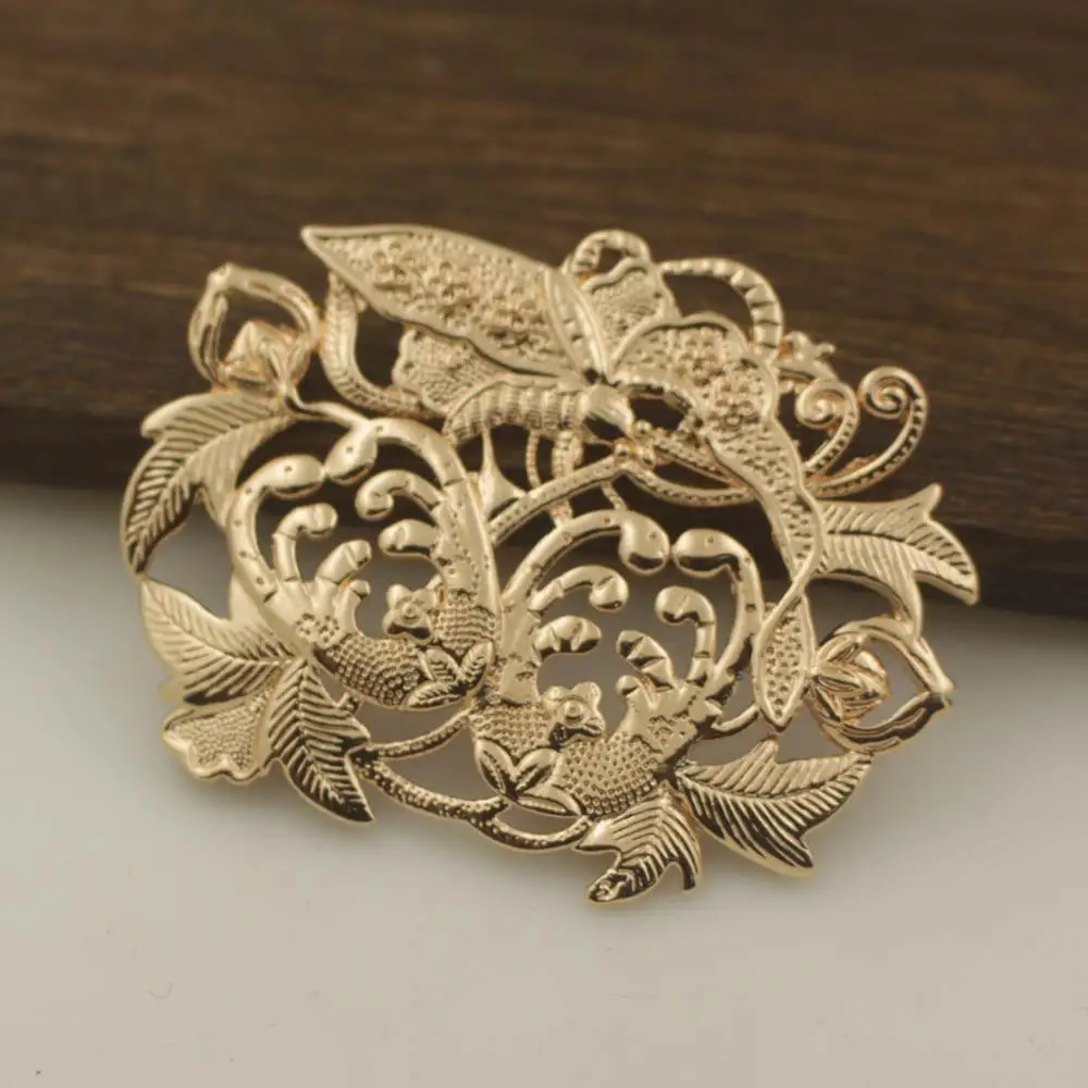 

5pcs Bee Flower Branch Connectors Embellishment Brass Metal Stamping Pendant Quality DIY Women Bride Wedding Jewelry Accessories