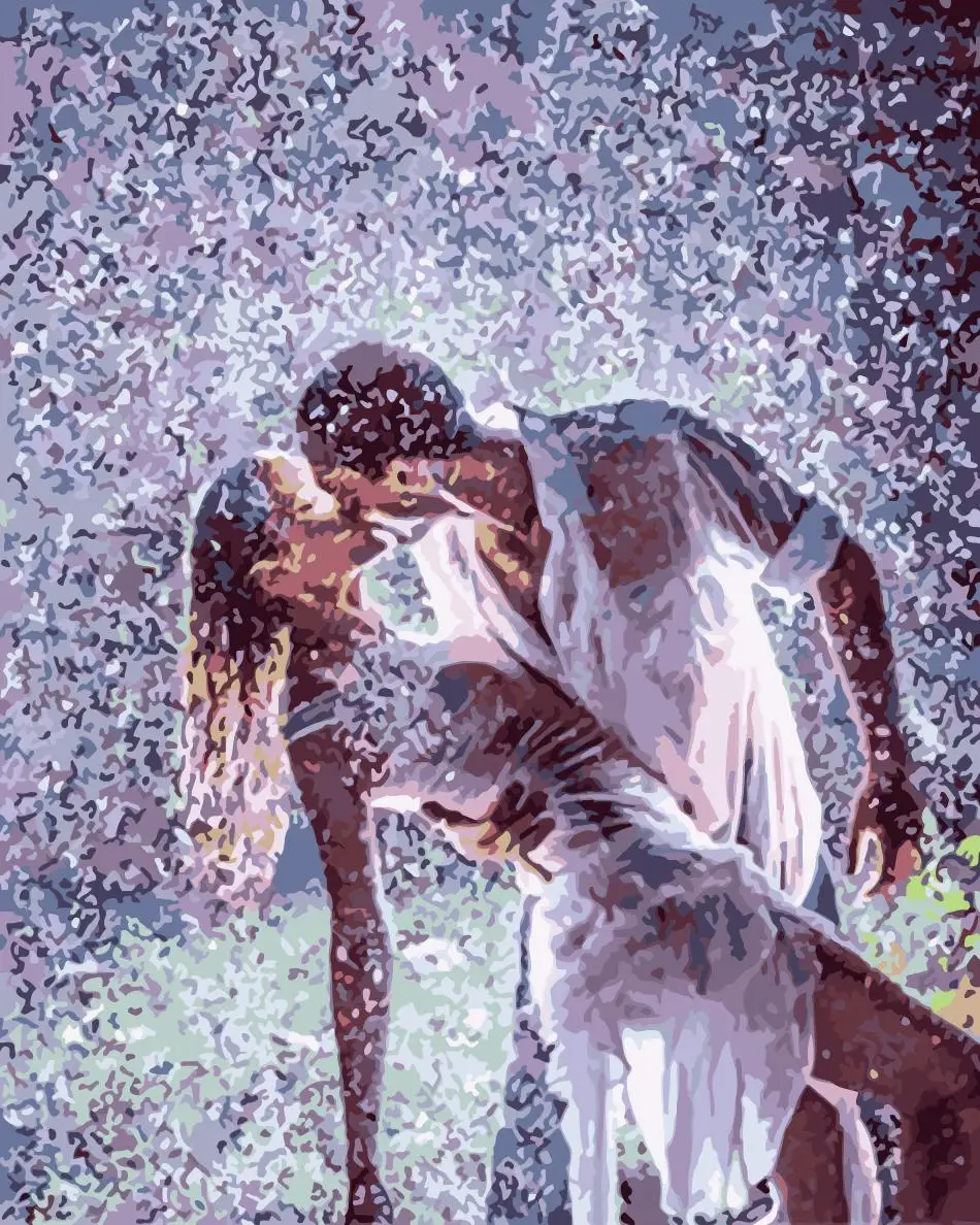 

ROYALDREAM Kiss in the DIY Painting By Numbers Kit Acrylic Paint By Numbers HandPainted Oil Painting On Canvas for Living Room