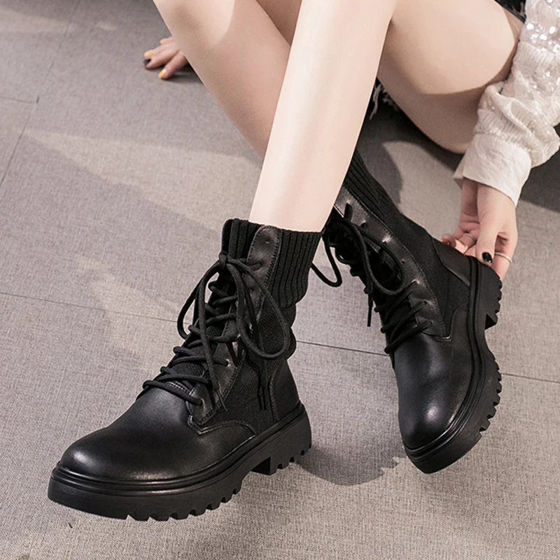 Botines de tacón alto para Mujer, Botas de piel a moda, botines de talla grande, Botas vaqueras, Invierno|Botas hasta el tobillo| - AliExpress