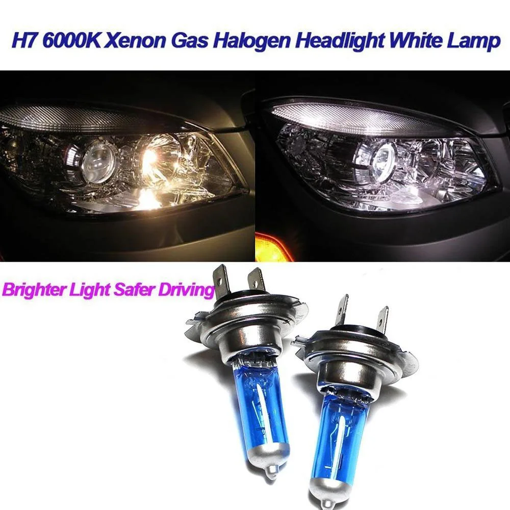 2 X H7 6000k Car Headlight Halogen LED Bulbs 12V Super Bright White Effect  100W Xenon Headlight Daytime Replacement Bulb Lamps - AliExpress