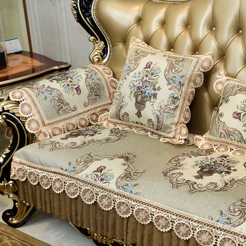 Home Decor Sofa Protector Luxury Jacquard Fabric Non Slip Sofa Cover Living Room Couch Cover Slipcover Lace Sofa Towel Cushion 2