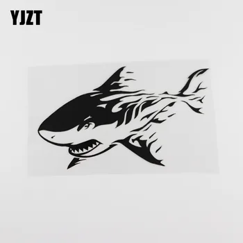 

YJZT 16.8CMX9.8CM Car Sticker Ocean Surfing Shark Week Fishing Decal Vinyl Black /Silver 13C-0217