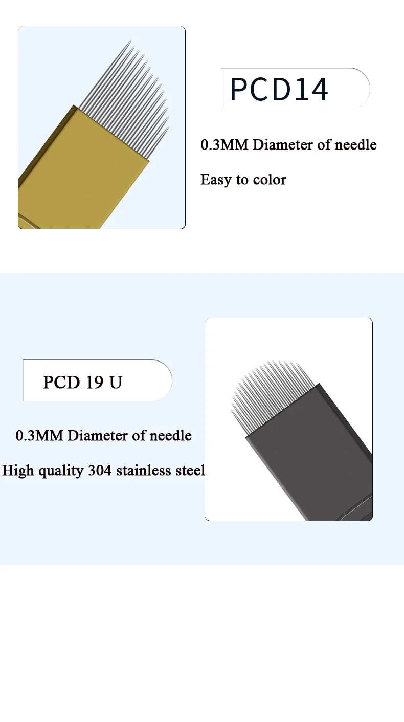50pcs Professional Permanent Makeup Supplies pcd Tattoo Needle Disposable Eyebrow Microblading Blade for Embroidery Manual Pen
