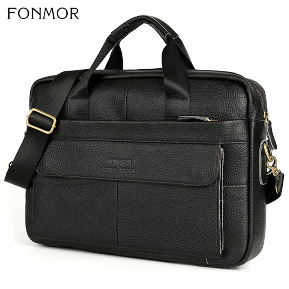 Портфель Fonmor мужской из натуральной кожи сумка мессенджер через плечо для работы
