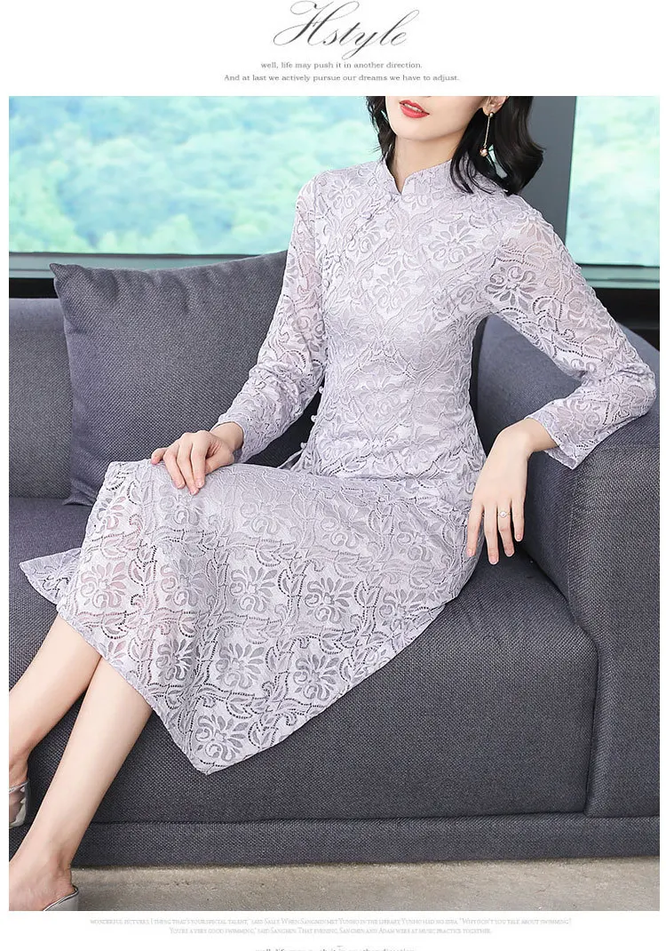 Spring Clothing Large Size Dress Chinese-style Dignified Glorious Mom Modified Version Lace Dress
