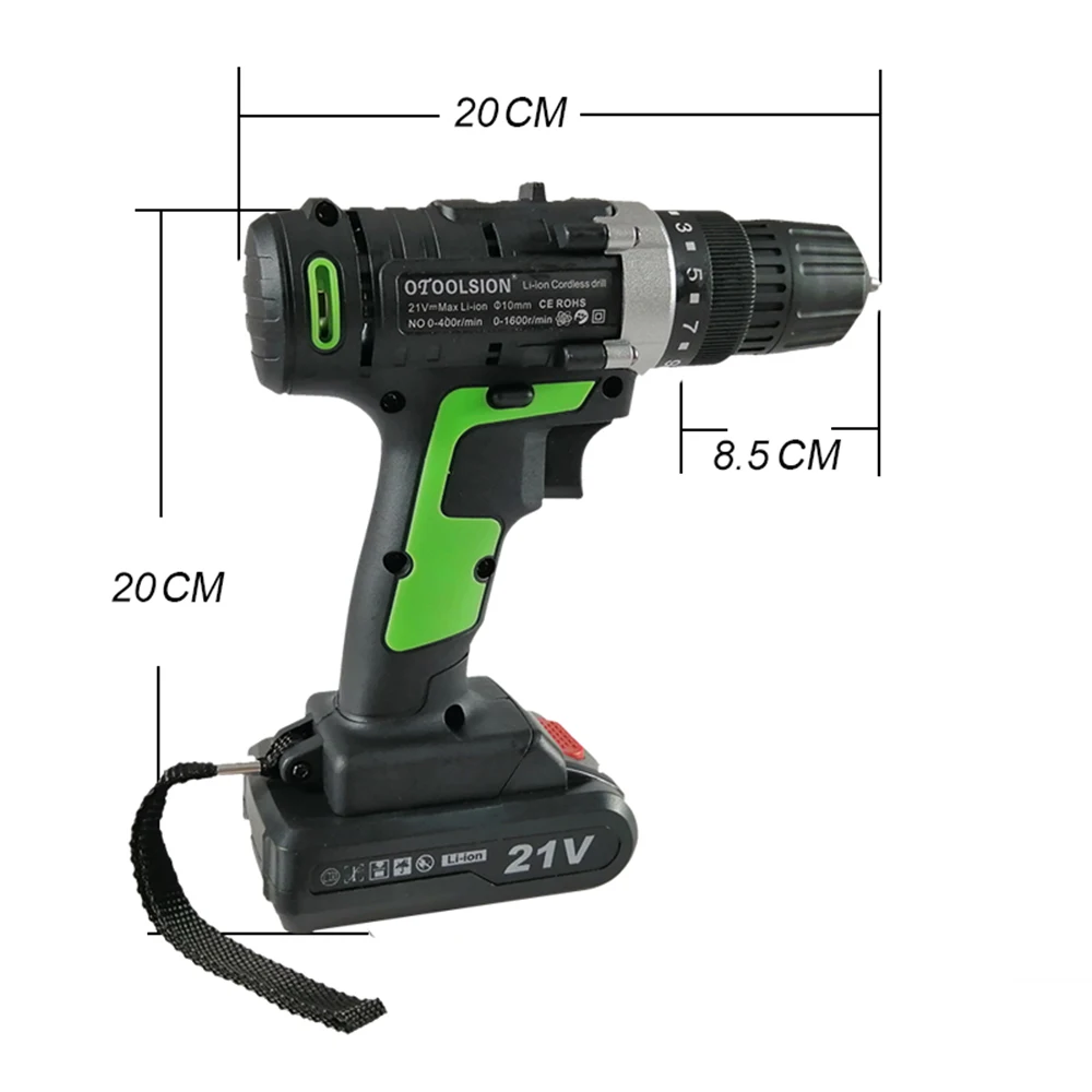 21V Screwdriver Electric Cordless Drill Power Tools Rechargeable Drill Battery Charging Drill Electric Power Bag For Woodworking (10)