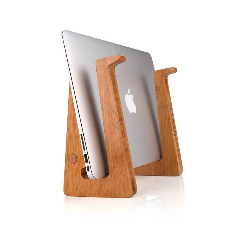 Suporte de Bambu do Portátil Armazenamento do Caderno Suporte de Refrigeração de Altura Aumentada para Dell Polegada Macbook Suporte Base Vertical pc 13-15 ar Pro - Imagem 4