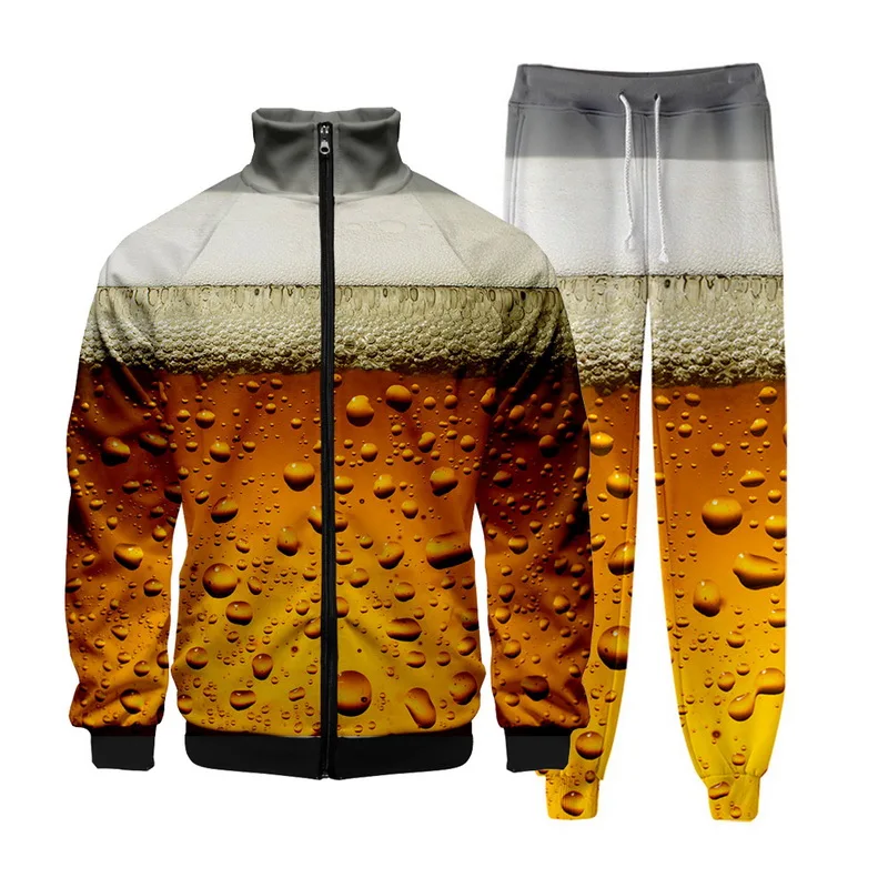 

Autumn Casual 2 Piece Sets Beer Festival Harajuku Hooded Sweatershirts+Pants Ropa Hombre Party Cosplay Tracksuit Men Plus Size