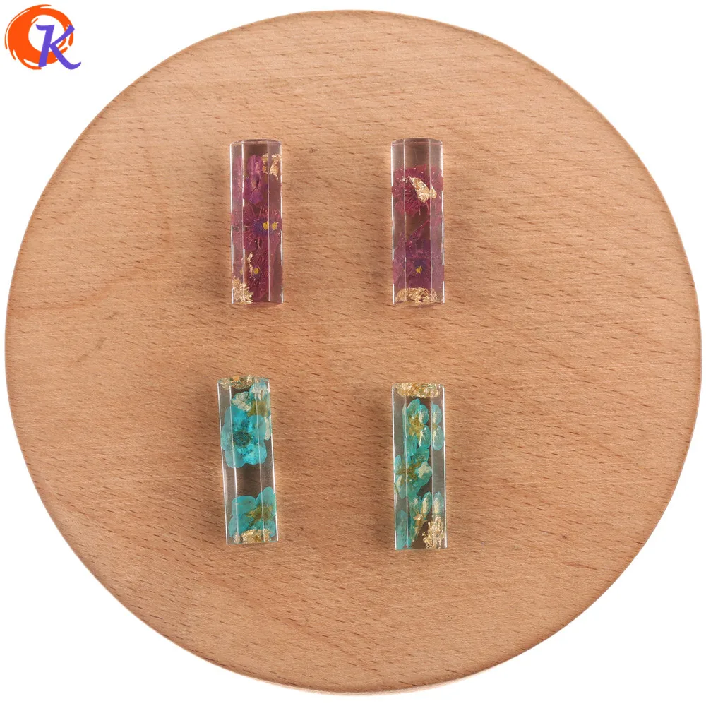 

Cordial Design 6*23MM 20Pcs Jewelry Accessories/Hand Made/Hexagon/Flower & Glitter Powder In Resin Bead/DIY/Earring Findings