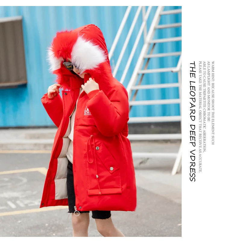 Хлопковое пальто для девочек, набитое вручную; коллекция года; Сезон Зима; детское утепленное длинное пальто с капюшоном и завязками; 3 цвета с буквенным принтом; Size6-14; ly576