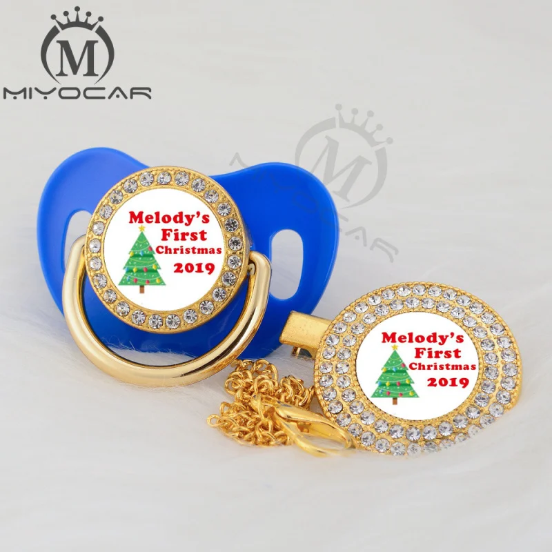 MIYOCAR на заказ любой тест Рождество Золото bling соска и соска клип черный BPA бесплатно пустышка bling уникальный дизайн P-AMS