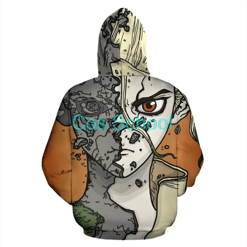Cos School Dr. Stone Ishigami Senku, толстовки для косплея, для взрослых, с принтом, с капюшоном, на молнии, куртки, пальто, Senku Ishigami, топы, костюмы