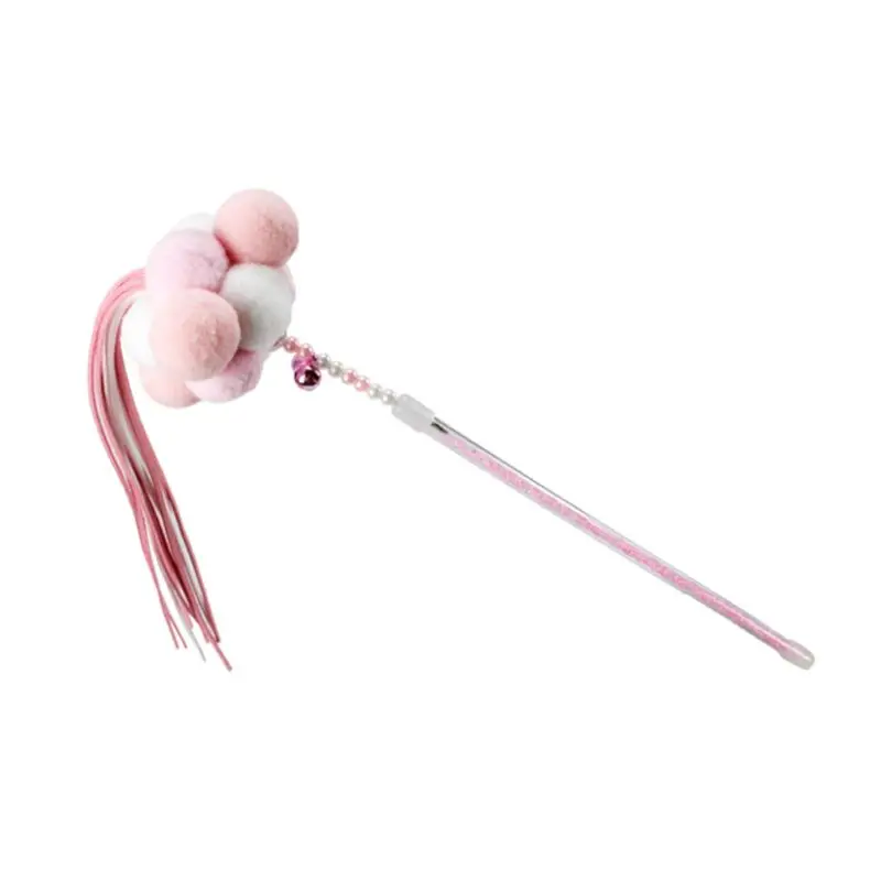 Розовый Домашнее животное игрушка-грызунок Кот в Stick волшебный мяч колокол Ленточки Интерактивная палка лежанки - Цвет: Розовый