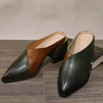 

Women's Shoes 2020 Spring New Leather Thick Heel Fashion Sandals Women Comfortable Soft Bottom Non-slip Wild Casual Women Shoe