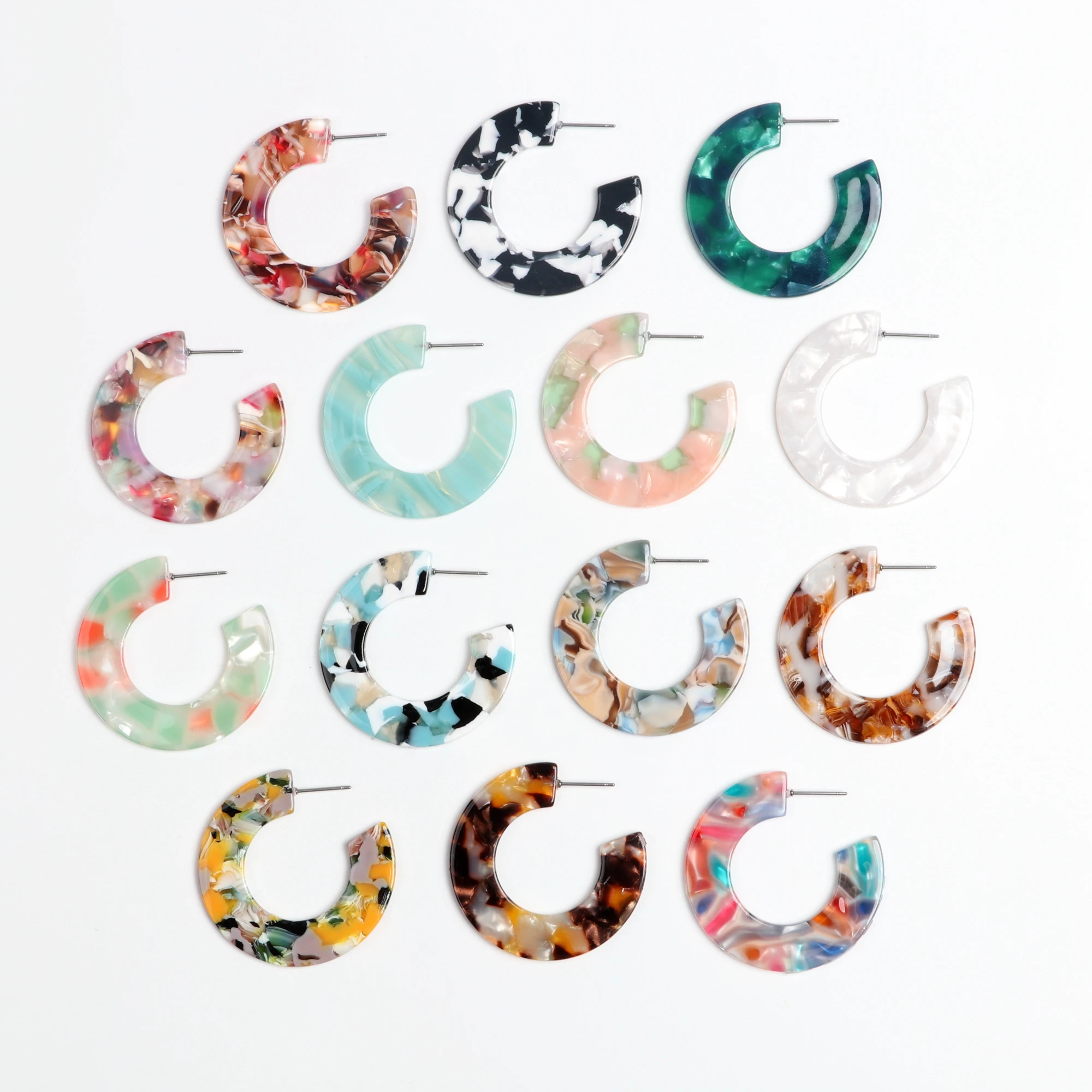 Ацетатные Черепаховые серьги-гвоздики в виде ракушки, ацетатные акриловые серьги-гвоздики, серьги-столбики, леопардовые прин, бохо, Ohrringe finding, 40 мм, ACE5031