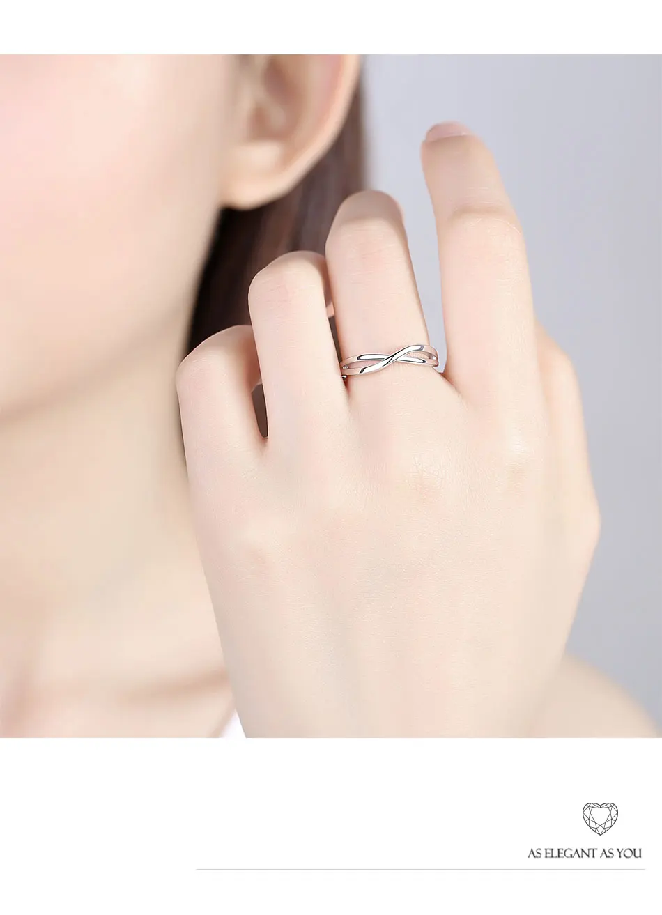 ELESHE, классические кольца дружбы с бантом и бесконечностью, обручальное 925 пробы, серебряное кольцо для женщин, Дамское модное ювелирное изделие