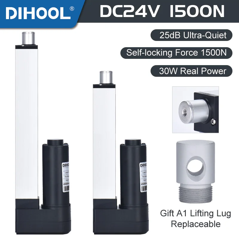 

Mini 24V Electric Linear Actuator DC Motor 100mm 200mm 300mm 400mm 500mm With WIFI Controller 1500N 150KG IP65 TV Lift Table