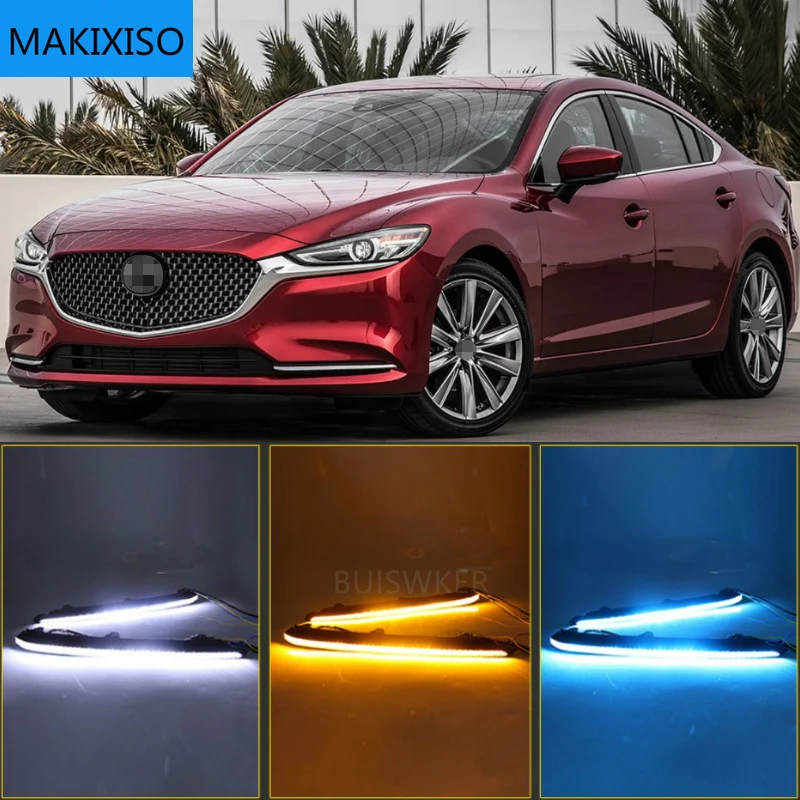 

2PCS Car DRL Lamp LED Daytime Running Light For Mazda 6 Atenza 2020 2021 with Yellow Turn Signal fog lamp