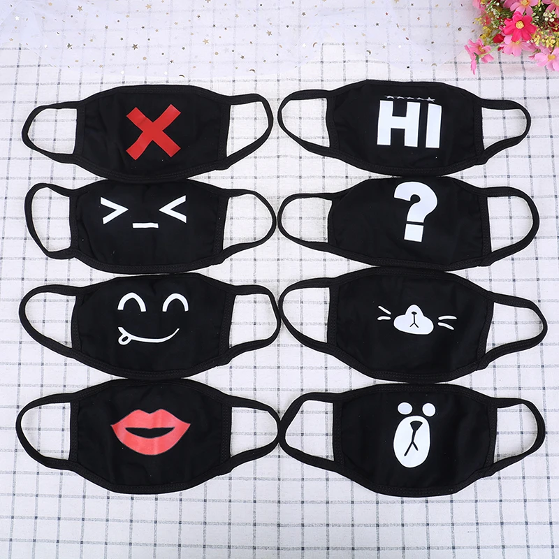 

Cycling Face Mask Black Cotton Cute Anime Mouth Mask Fabric Anti Dust Pollution Masks Unisex Face Mask Keep Warm Mouth Face Mask