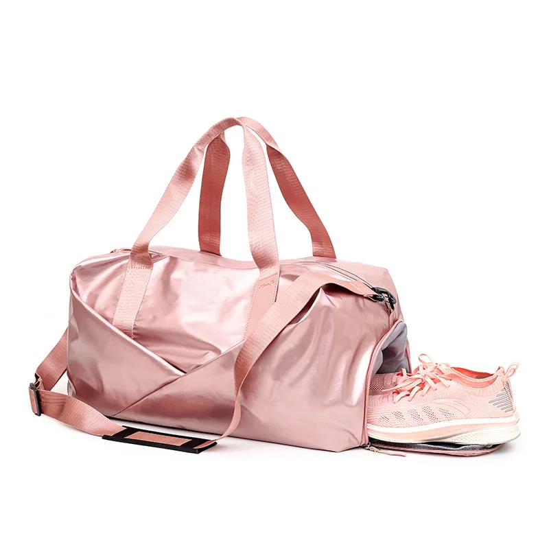 Glossy Yoga Mat Bag Fitness Gym Bag Dry Wet Tas Handbags for Women Shoes Travel Training Sac De Sport Pink Gymtas Duffel