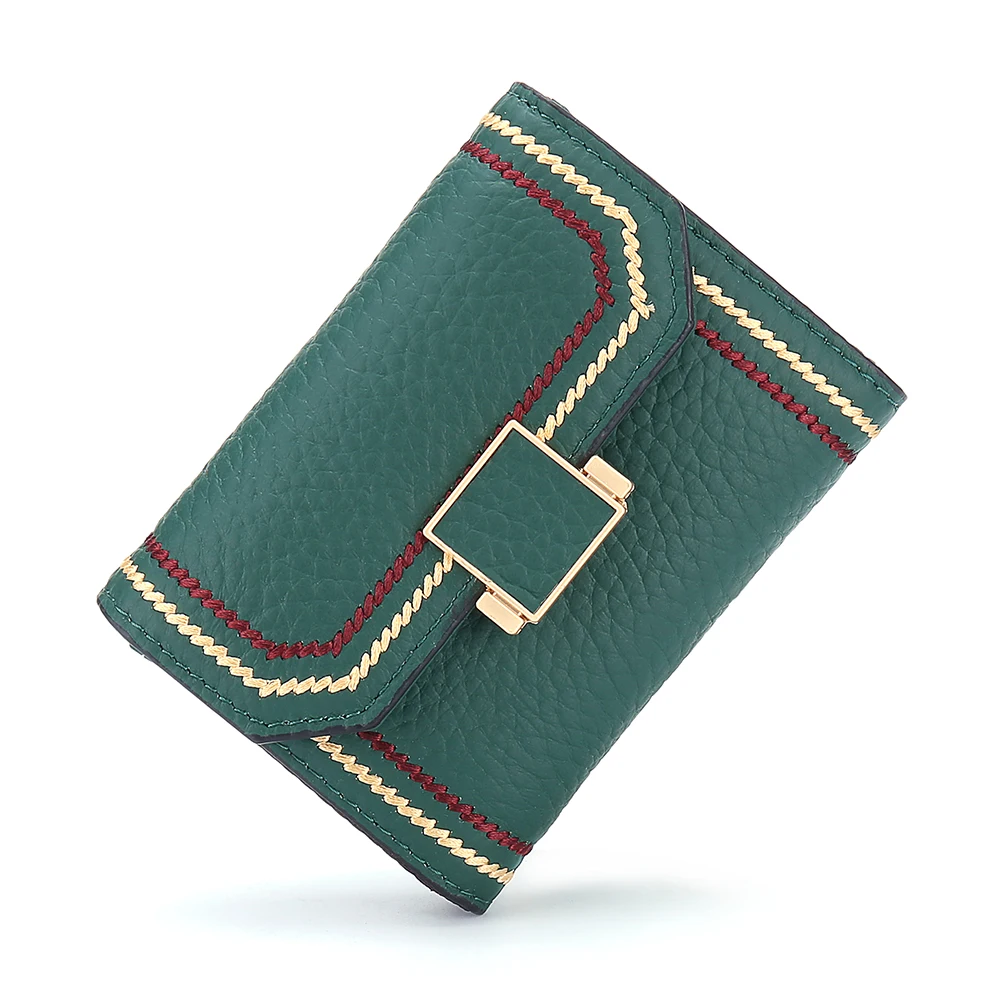 Retro Genuine Leather Wallet For Girls Real Leather Coin Purse Female Small Wallets Short Hasp Womens Ladies Purses Vintage
