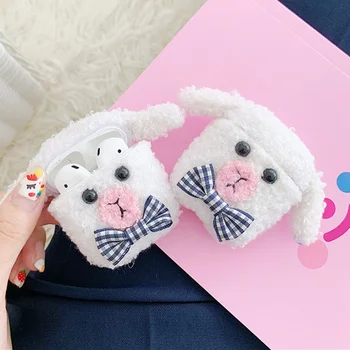 

Warm Winter Earphone Case for AirPods Case Plush Bow Tie Sheep Protective Cover for Apple Air pods Headphone Case