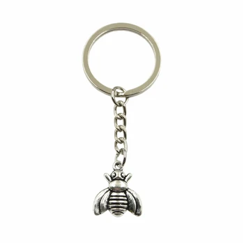 

Factory Price Bee Honey Honeybee Hornet Pendant Key Ring Metal Chain Silver Color Men Car Gift Souvenirs Keychain Dropshipping