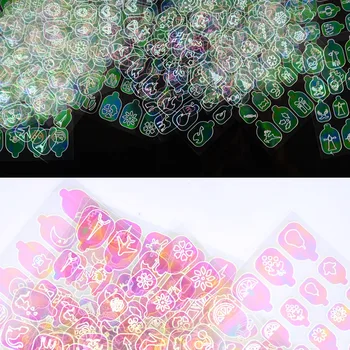 

Holographic AB Color 3D Hollow Nail Sticker Stripe Nail Vinyls Set Christmas Unicorn Round Nail Art Adhesive Transfer Sticker