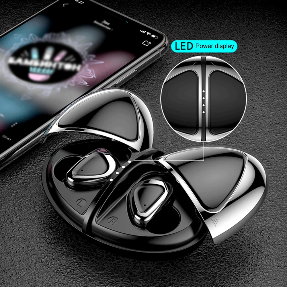 Hands-free Bluetooth Earphone Music Game Outdoor Aluminum Alloy Mini Stereo Sports 5.0 Led Waterproof Charging Box Portable