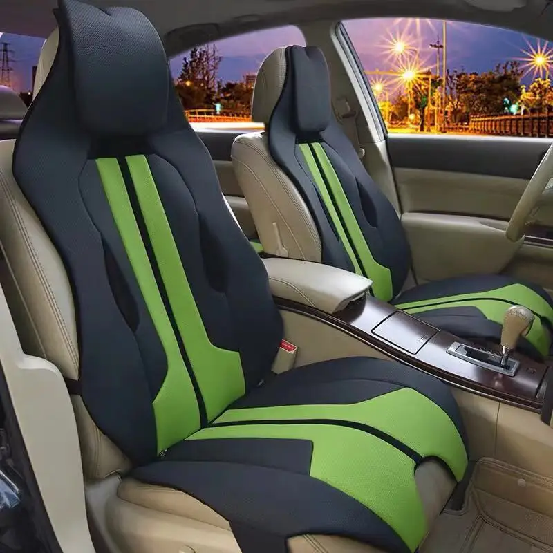 Чехол на сиденье автомобиля мягкая Передняя подушка для Ferrari Mercedes BMW Audi спортивный Модный интерьер Авто аксессуары красный синий белый желтый - Название цвета: 2 front seat green
